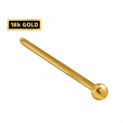 18K Gold Straight Plain Ball Nose Pin