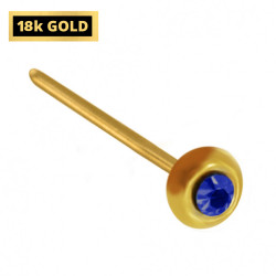 18K Gold Straight Round Nose Pin with Center CZ Crystals
