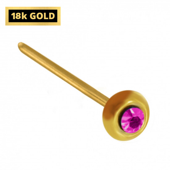 18K Gold Straight Nose Stud - Round