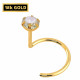 18K Gold Nose Ring with Quality Round Crystal Hand Set - Beautiful Gold Nose Stud