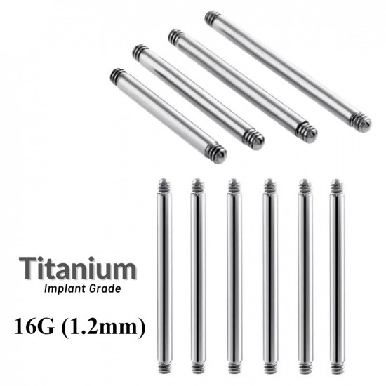 Titanium Straight Barbell Piercings - Industrial Barbells Body Jewellery -  16G (1.2mm)  - Quality tested by Sheffield Assay Office England