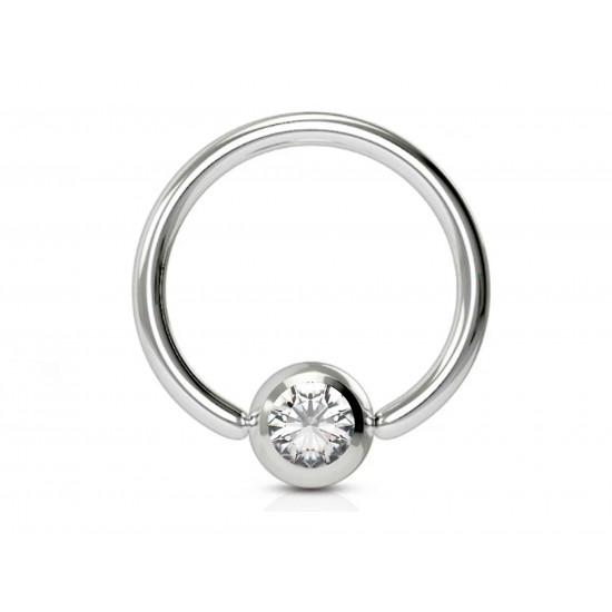 Captive Bead Ring, Ball Closure Ring (BCR) with Gem Ball Crystals - Piercing for Septum, Eyebrow, Nipple, Lip, Nose, Cartilage and More - Quality Tested by Sheffield Assay Office in England