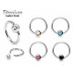 Titanium Captive Bead Earring, Ball Closure Ring (BCR) with Gem Ball Crystals - Piercing for Septum, Eyebrow, Nipple, Lip, Nose, Cartilage and More - Quality Tested by Sheffield Assay Office in England