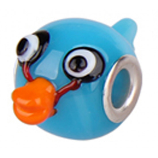 Murano Glass Angry Bird Head Bead Charms - Fits Pandora & Troll Bracelets - Various Colours