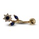 14K Gold Belly Bar - Flower Belly Ring with Crystals