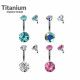 Titanium Internally Threaded Belly Bar with Triple A Quality CZ Crystals - Quality tested by Sheffield Assay Office England