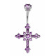Sterling Silver Religious Cross Belly Bars 1.6mm / 14G with CZ Crystals - Various Colours - All our Jewellery is Quality Checked by Sheffield Assay office
