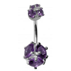 Sterling Silver Studded with CZ Crystals Belly Bars 1.6mm / 14G - Various Colours - All our Jewellery is Quality Checked by Sheffield Assay office