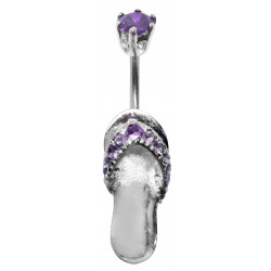 Silver Flip Flop Belly Bars with CZ Crystals 1.6mm / 14G - Various Colours - All our Jewellery is Quality Checked by Sheffield Assay office