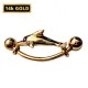14K Gold Belly Bar - Dolphin Belly Button Ring