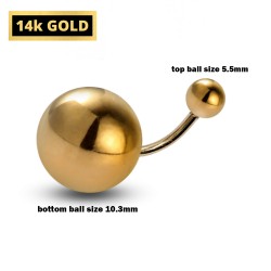 14K Gold Belly Bar - Gold Round Hallow Ball