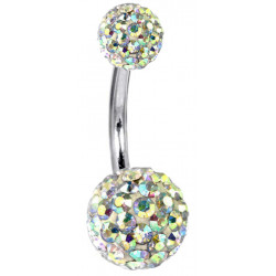 Shamballa Ball Belly Bar with CZ  Crystals - Quality tested by Sheffield Assay Office England