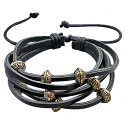 Multi-Strand Wrap Genuine Leather Bracelet with Beads - Various Colours