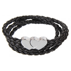 Multi-Strand Wrap Genuine Leather Couple Braided Bracelet with Heart - Various Colours