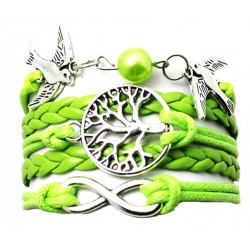 Infinity Tree Of Life Bracelet Strap with Dove and Beads - Various Colours