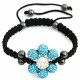 Braided Center Flower Bracelet with Beads and CZ Crystals - Various Colours