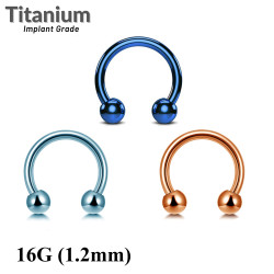 Titanium Horseshoe Barbell Body Piercing - 16G (1.2mm) Titanium Septum Ring/ Nipple Ring/ Cartilage Earring PA Circular Barbell. Color Teal Blue, Light Blue, Rose Gold - Quality Tested at Sheffield Assay England