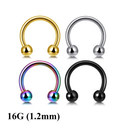 Horseshoe Barbell - 16G (1.2mm) Septum Ring/ Eyebrow Ring/ Cartilage Earring PA Circular Barbell - Quality Tested at Sheffield Assay England