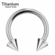 Titanium Horseshoe Barbell PA Ring with Spike/ Cone, Circular Barbell (CBB) Septum Ring, Nose Ring Piercing - 1.2MM / 16G - Various Sizes - Quality tested by Sheffield Assay Office England