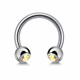 Titanium Horseshoe Barbell Piercing with Gem Balls - 14G (1.6mm) - Titanium Septum Ring, Nose Ring, Nipple Ring, PA Circular Barbell Ring with Gem Balls - Quality Tested at Sheffield Assay England