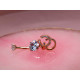 CC Belly Bar with Double C Silver Charm Dangle - Internal Threading - AAA+ Crystals - Silver, Gold ,Rose Gold - British Standard - Certified by Sheffield Assay Office