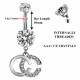 CC Belly Bar with Double C Silver Charm Dangle - Internal Threading - AAA+ Crystals - Silver, Gold ,Rose Gold - British Standard - Certified by Sheffield Assay Office