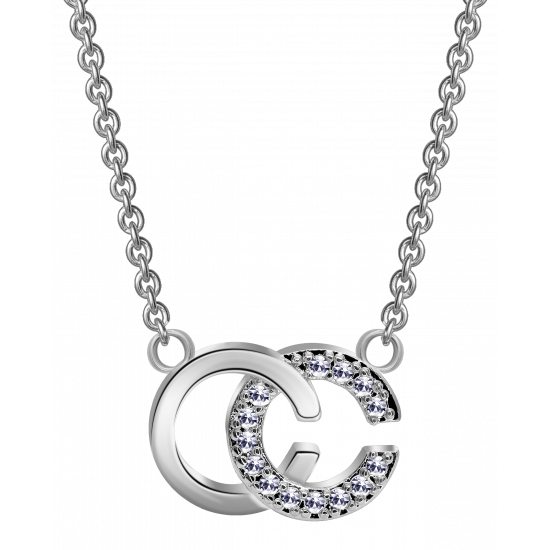 CC Silver Pendant / Necklace | Double C | Austrian Diamond Cut AAA Crystals- Exquisite CC Style Chic Letter Design- Silver Gold Rose Gold