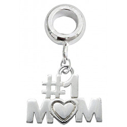 Silver Charm Bead "Number One Mom" Compatible for  Pandora All Types Bracelet