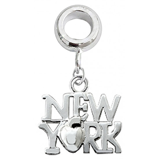 Silver Charm Bead "New York" Compatible for  Pandora All Types Bracelet