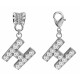 Silver Plated Alphabet Charm  - 2 Pieces Bead Charm with CZ Crystals - Fits all Pandora Bracelets - Letters A to Z
