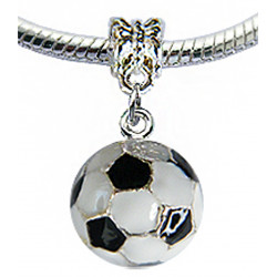Charm football Hand Painted with Enamel Colour - Fits all Pandora Bracelets - Black/Red
