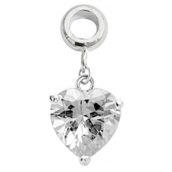 Silver Heart Charm with CZ  Crystals - Fits all Pandora Bracelets
