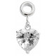 Silver Heart Charm with CZ  Crystals - Fits all Pandora Bracelets