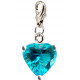 Silver CZ  Crystals Heart Charm Heart with Spring Spring Lobster Clasp