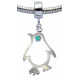 Silver Penguin Design Charm for  Pandora Bracelet with CZ  Crystals
