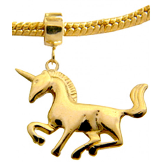 Silver Charm Gold Plated Unicorn for  Pandora Bracelets