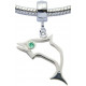 Silver Dolphin Charm with CZ  Crystals- Fits All Pandora Bracelets
