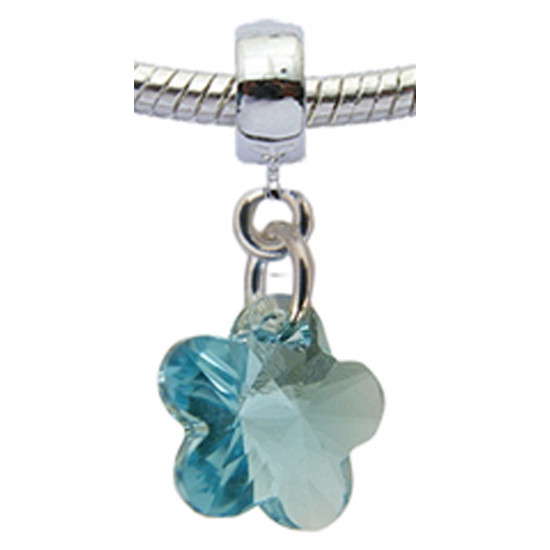 Silver Flower  with CZ  Crystals Charm for  Pandora Bracelet