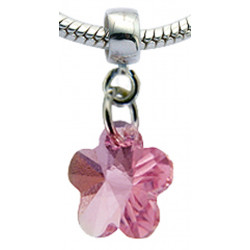 Silver Flower  with CZ  Crystals Charm for  Pandora Bracelet