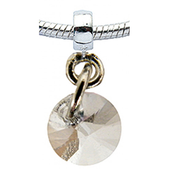 Silver Round Charm with CZ  Crystals for  Pandora Bracelet 