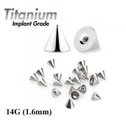 Titanium CONES / SPIKES Body Piercing Jewelry Parts - 14g (1.6mm)