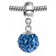 Silver Shamballa Charm with CZ Crystals Bling Bling - Various Colours