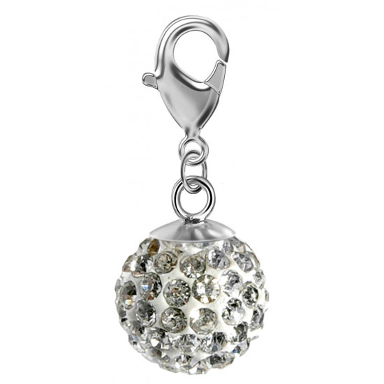 Silver Shamballa Charm with CZ Crystals and Lobster Clasp - Various Colours