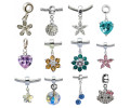 Silver Charms with Crystals For Pandora Bracelets