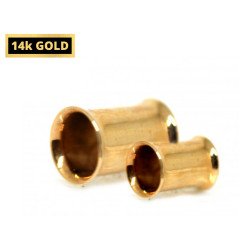 Double Flared Plugs - 14K Gold - 00G, 0G, 2G, 4G, 6G, 8G, 10G, 12G Ear Tunnel Stretcher Plug, Single Flare Eyelet - Expander Body Piercing