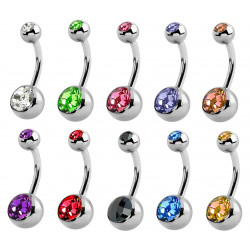 Double Jeweled Belly Bars - 10 Pieces Various Colours - Choose Bar Length - Quality tested by Sheffield Assay Office England
