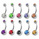 Double Jeweled Belly Bars - 10 Pieces Various Colours - Choose Bar Length - Quality tested by Sheffield Assay Office England