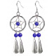 Handmade Silver Dreamcatcher Star with Dangle Tear Drop Earrings with Genuine Stone Beads That Comes in Coral, Turquoise, Onyx, Lapis and White.