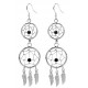 Hand Made Silver Dreamcatcher Double Dangle Earrings with Genuine Stone Beads That Comes in Coral, Turquoise, Onyx, Lapis and White.