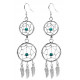 Hand Made Silver Dreamcatcher Double Dangle Earrings with Genuine Stone Beads That Comes in Coral, Turquoise, Onyx, Lapis and White.